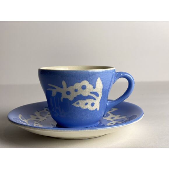 Vintage Cameoware Harker Pottery USA Demi Cup and Saucer c-3.5”x 2” s-5”t - Picture 3 of 13